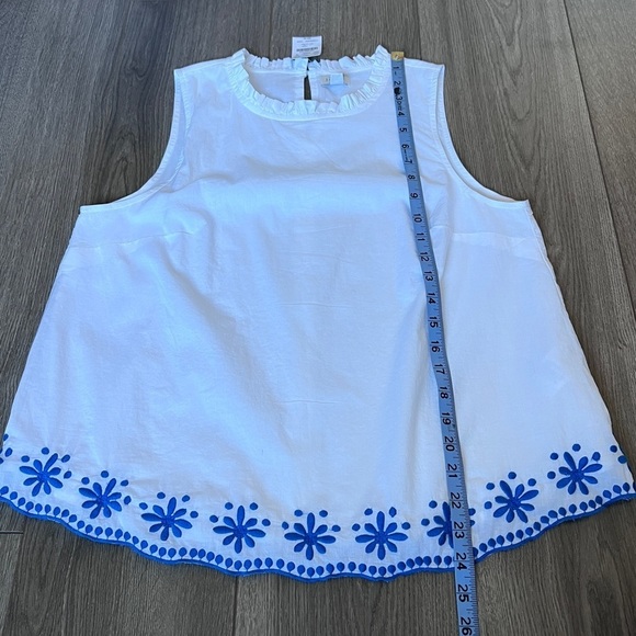 J. Crew Factory CottonHigh Neck Swing Top With Embroidery In White Size Medium - Picture 8 of 13